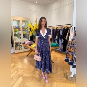 RODARTE POLKA DOT SILK TWILL MIDI DRESS BNWT